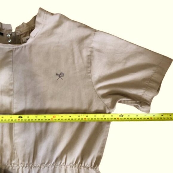 Vintage tan cotton blend minimalist jumpsuit utility overalls - Picture 13 of 14